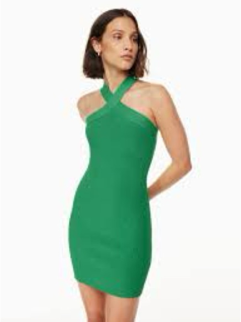 Babaton Aritzia Sculpt Knit Criss Cross Halter Mini Dress XS